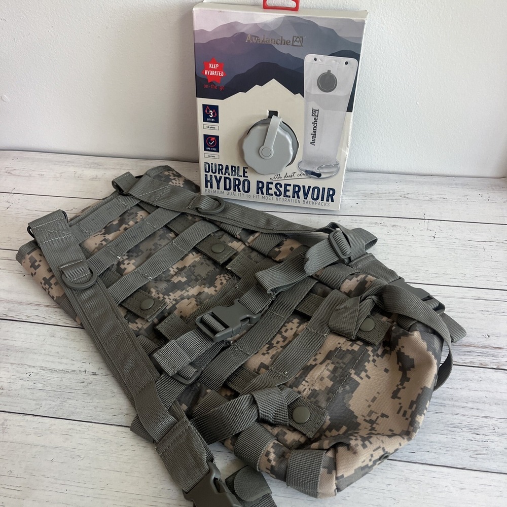 Condor Tactical Molle Hydration Backpack w/ NEW 3 Liter Water Bladder Gray Camo
